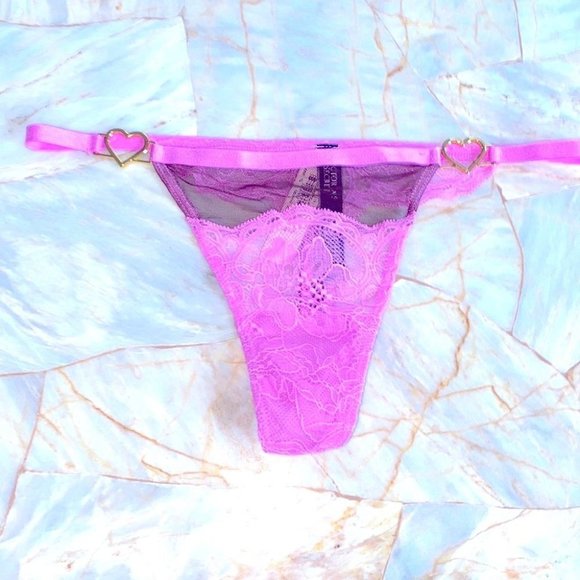New VS VERY SEXY Micro Lace Inset Thong Heartware Purple Mesh Panty XL - Picture 1 of 10